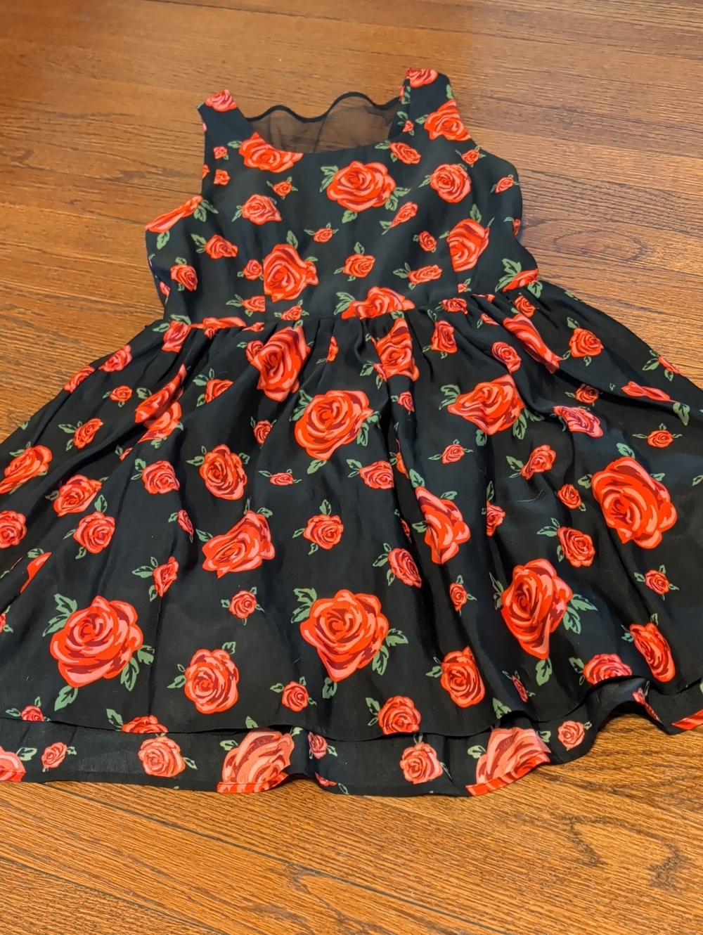 Forever 21 Black Dress with Red Rose Print
